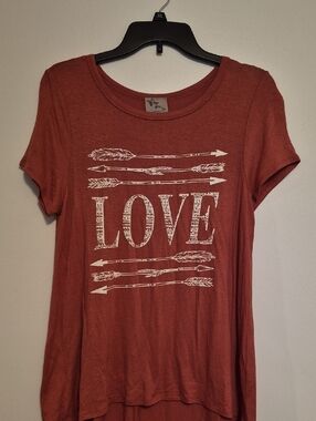 Four Girlz Terra Cotta Color Tee Top with Stones SZ S